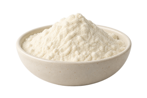 A bowl of fine off-white enzyme powder