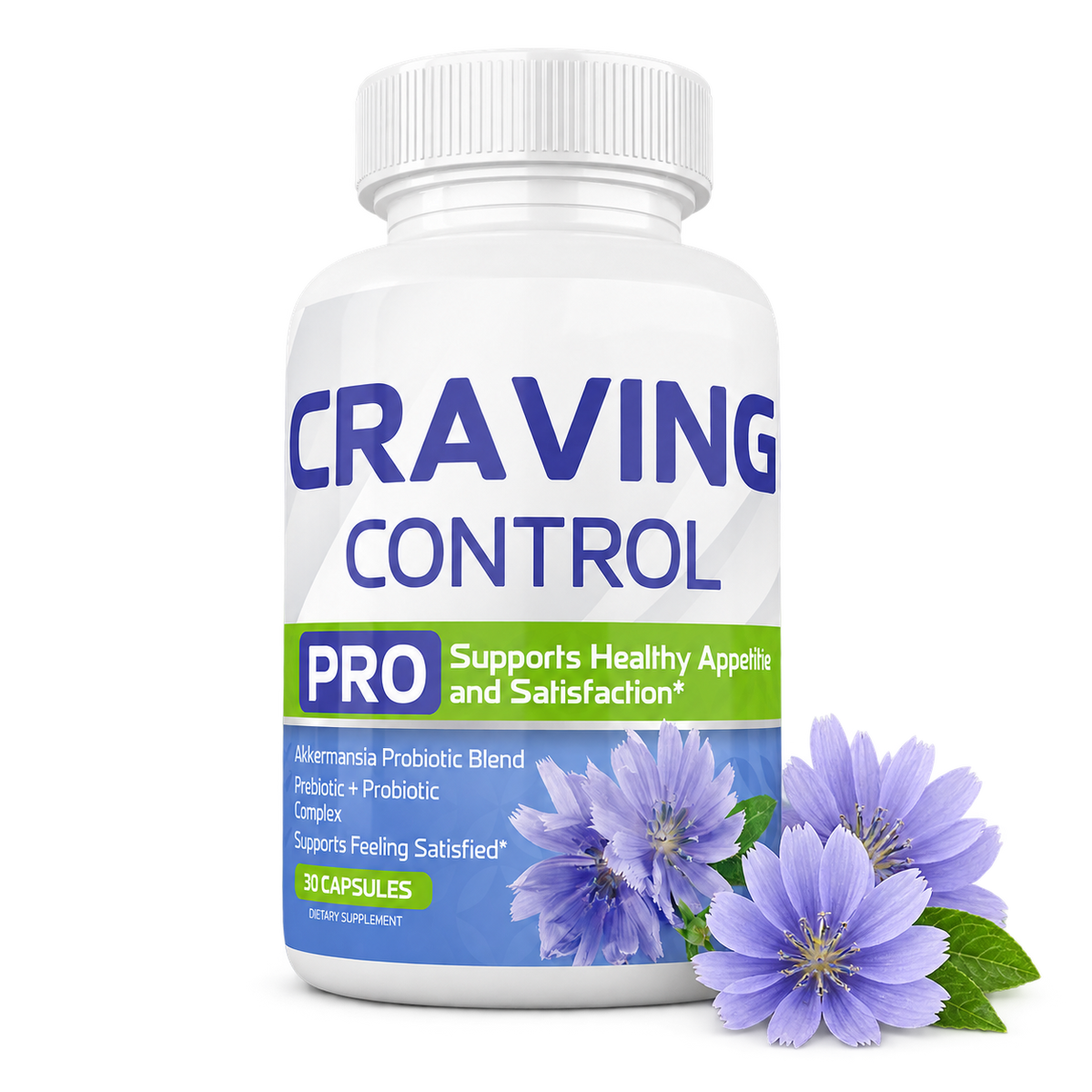 Craving Control Pro bottle with chicory flowers